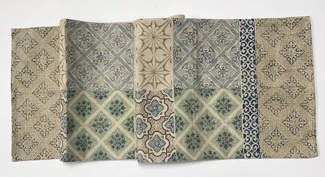 Table Runner 80" Porto Blue Multi