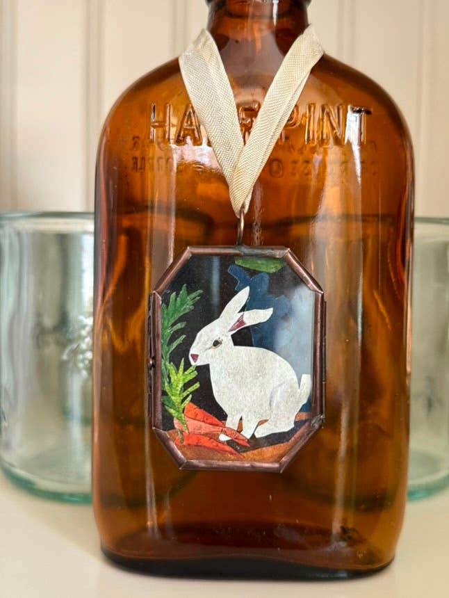 Classical Rabbit ~ Art Locket Garden Vintage Decor Handmade