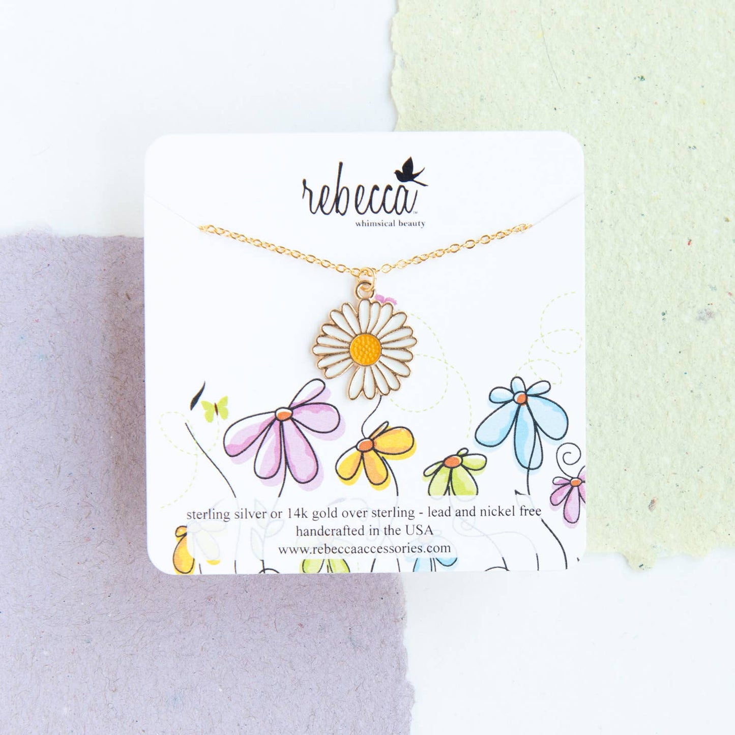 Daisy White Enamel Charm Necklace Children’s Jewelry Flower