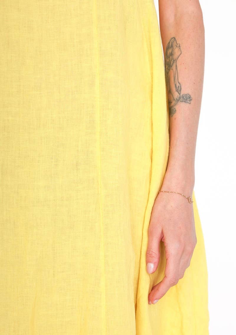 322 Solid women's linen dress with pocket