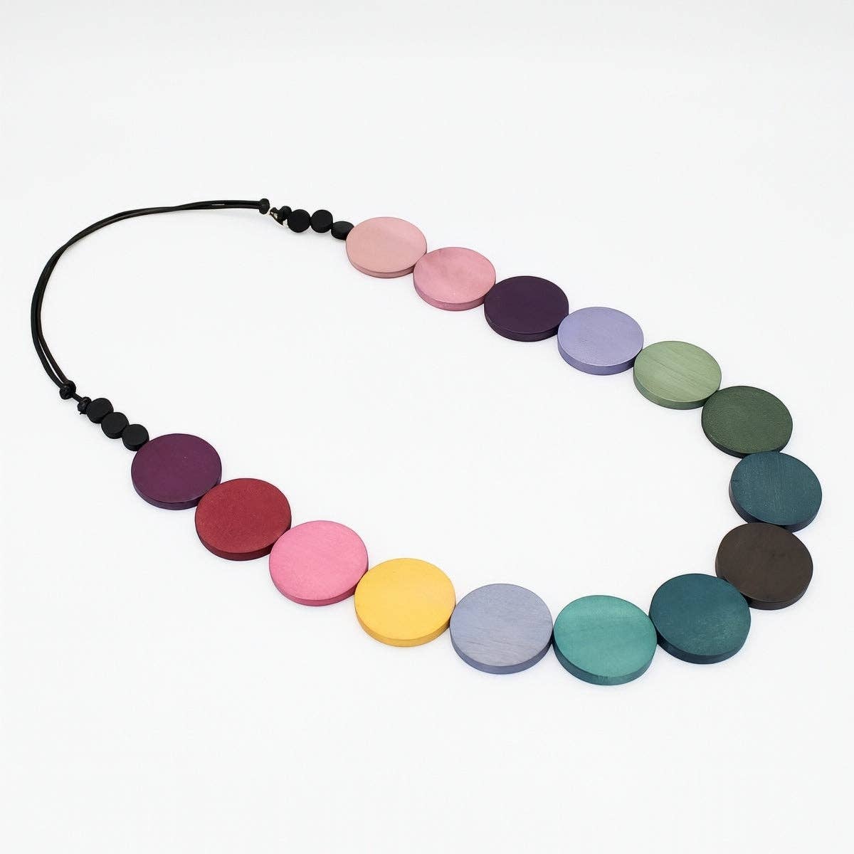 Wood Dark Multi Bead Statement Necklace