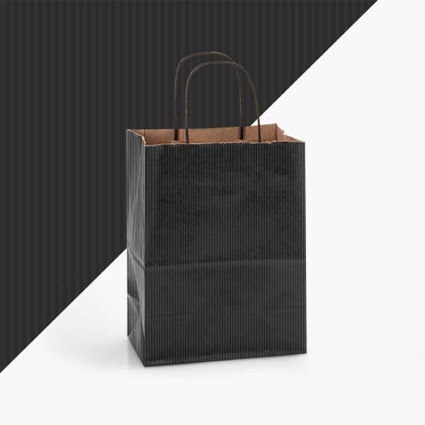 Recycled Shadow Stripe Kraft Paper Retail Shopping Bags