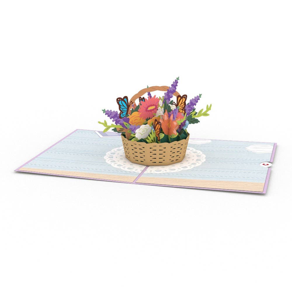 Flower Basket Card, 5x7" Pop-Up Cards, Vintage