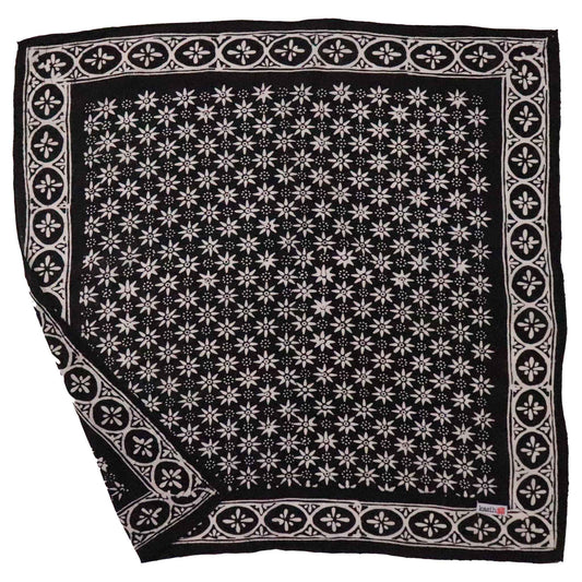 Hand Dyed Batik Bandana, 100% Soft Cotton, Black Mirage