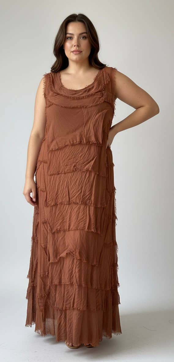 Silk Maxi Ruffle Dress
No Tariffs Will Be Added