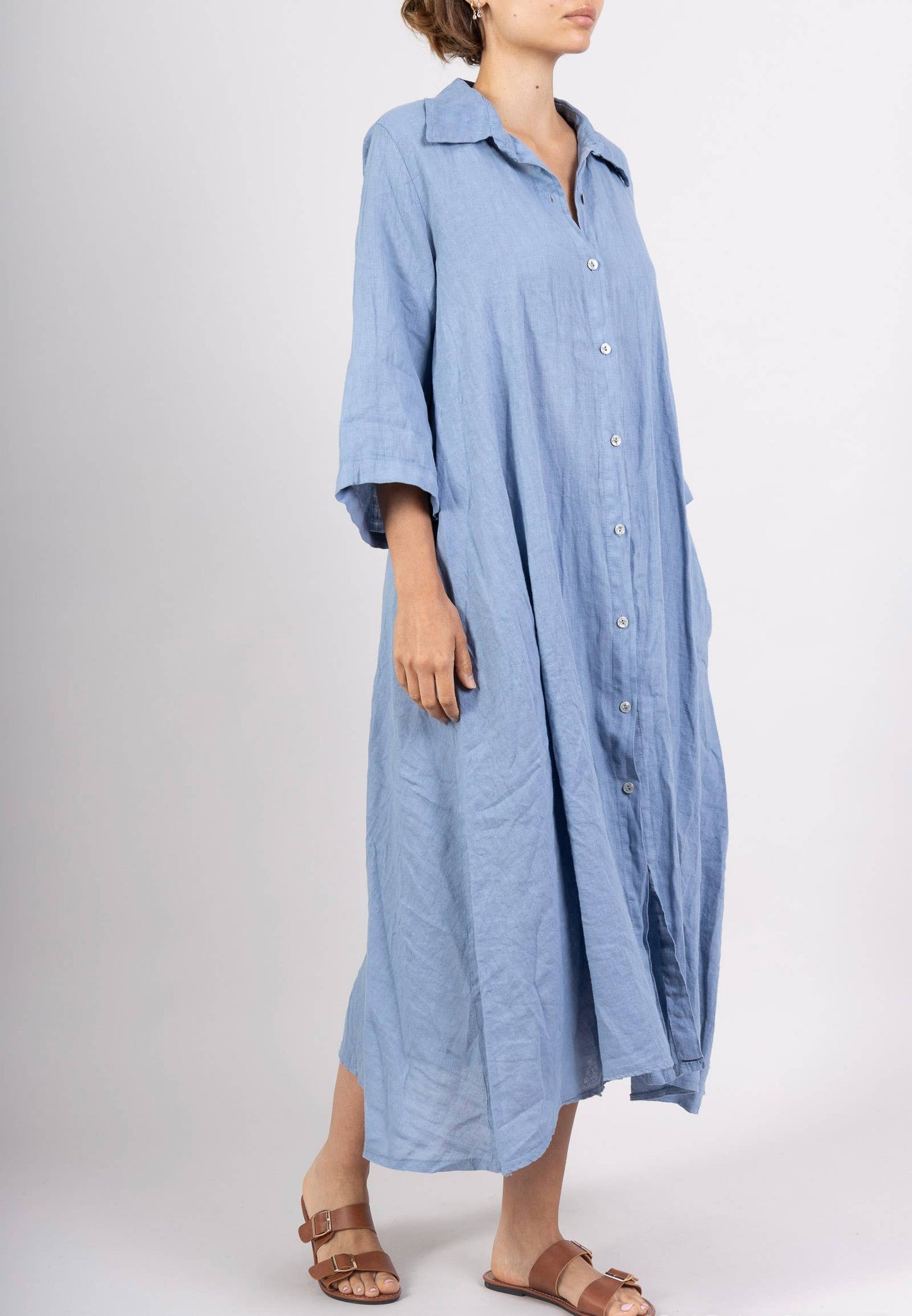 LONG LINEN DRESS WITH POCKETS