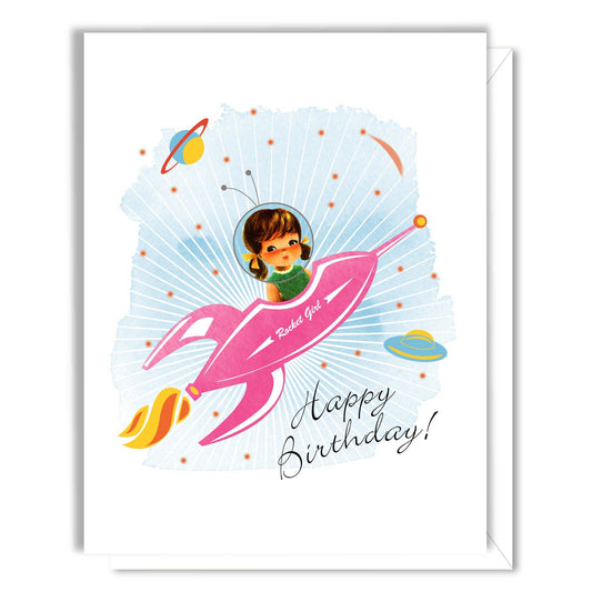 Rocket Girl Birthday Card