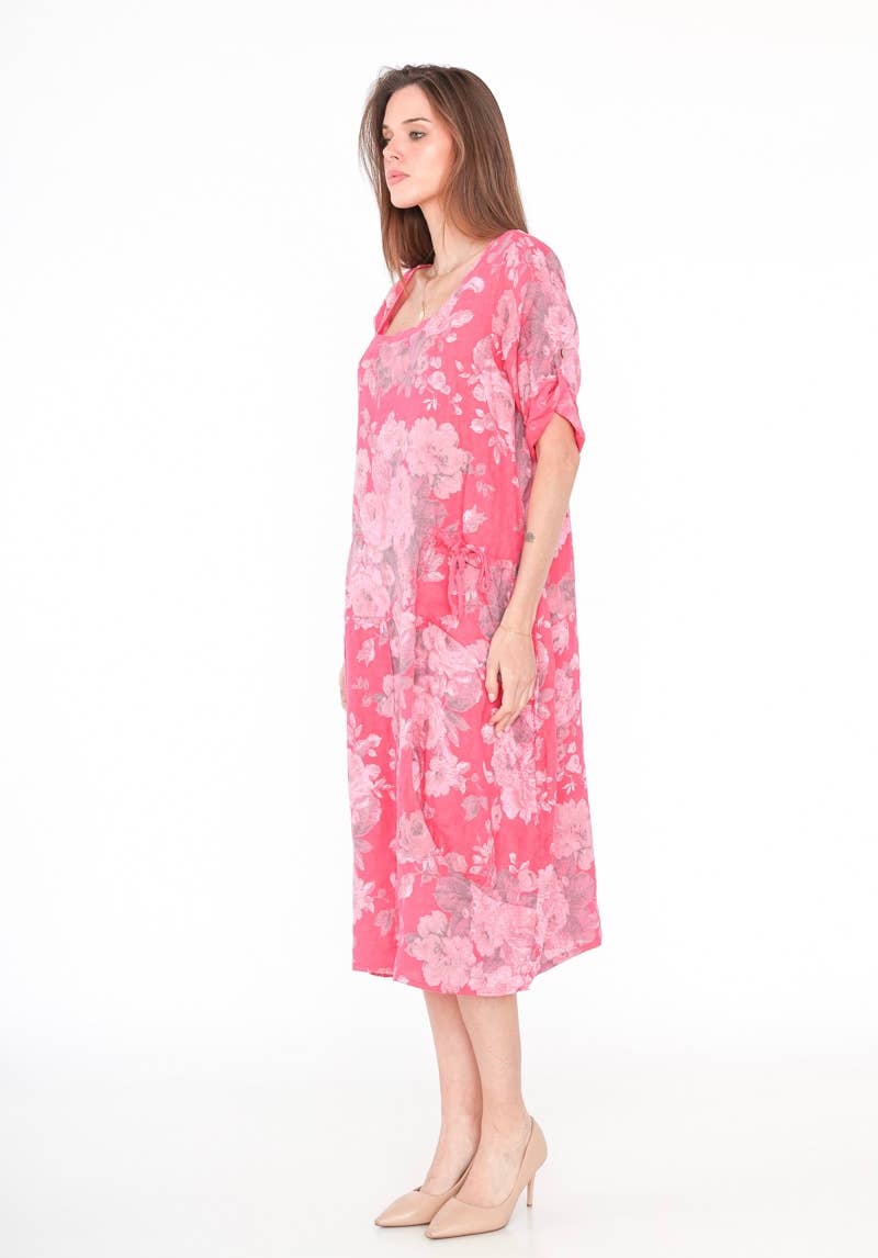 7697 LINEN DRESS, FLORAL SPRING SUMMER CLOTHING
