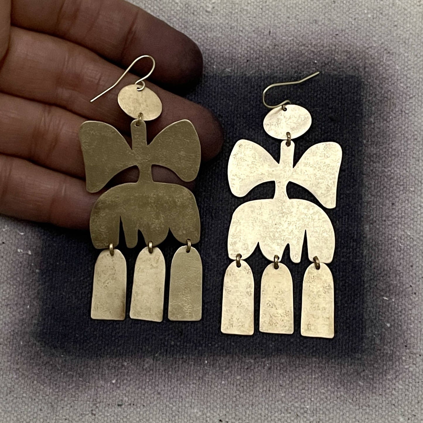 Brass Earrings, Bohemian Contemporary Handmade Jewelry
