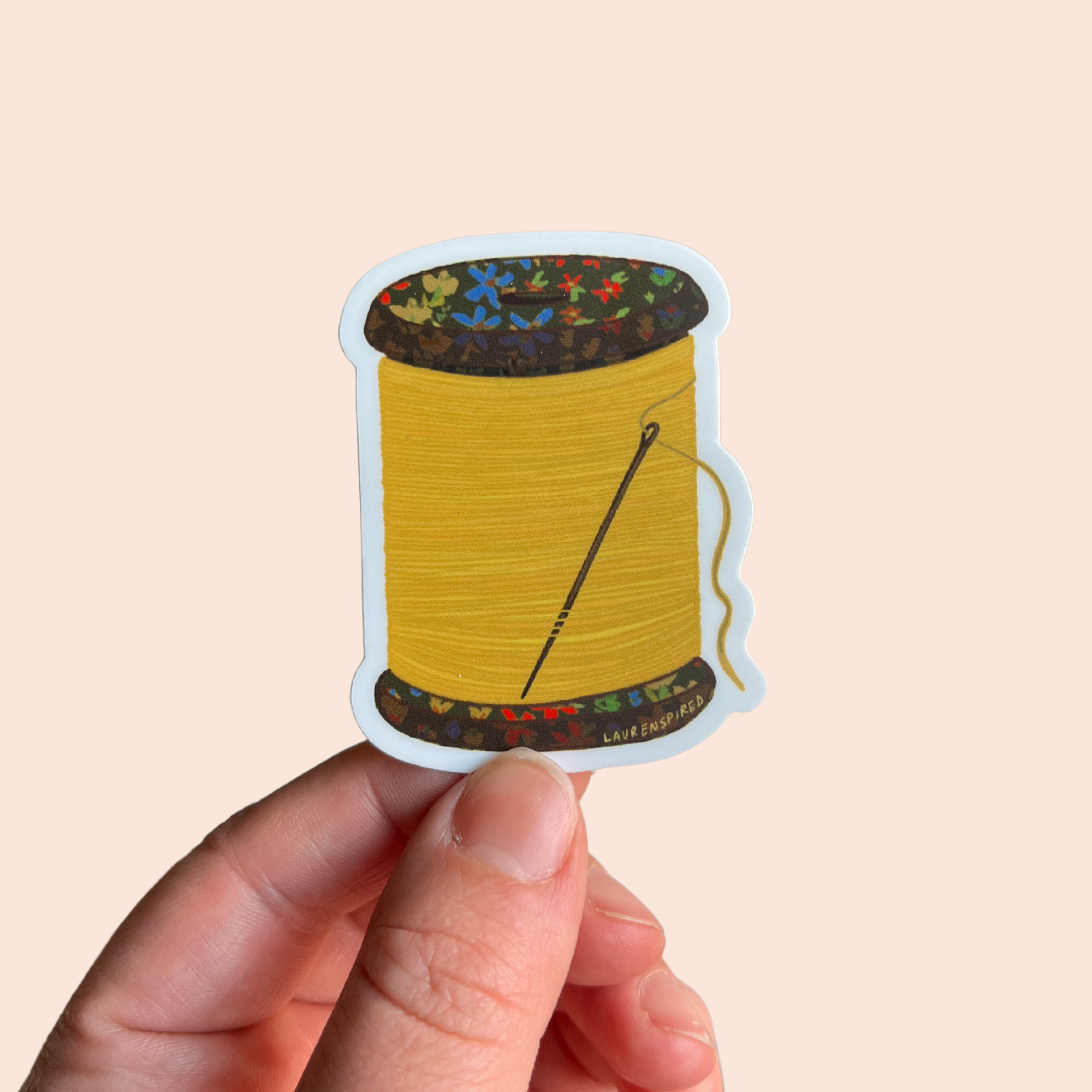 Yellow Spool of Thread Vinyl Stickers, Quilt Sewing Sticker – ENJOY ...
