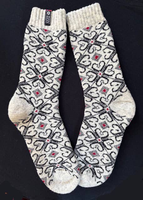 Wool Wear of Scandinavia Nordic Hearts  Wool Socks WW104