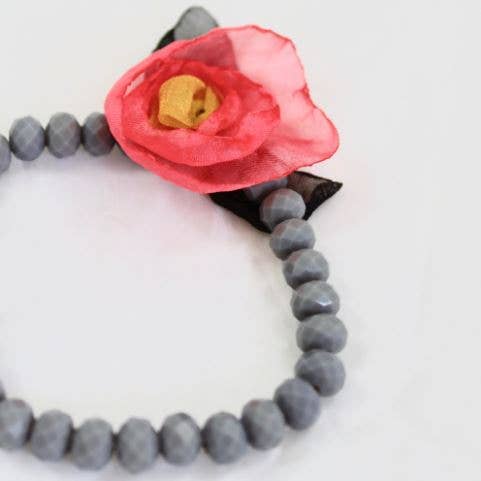 Mauve Crystal Flower Bracelet -The Classics Collections-  B1-1001