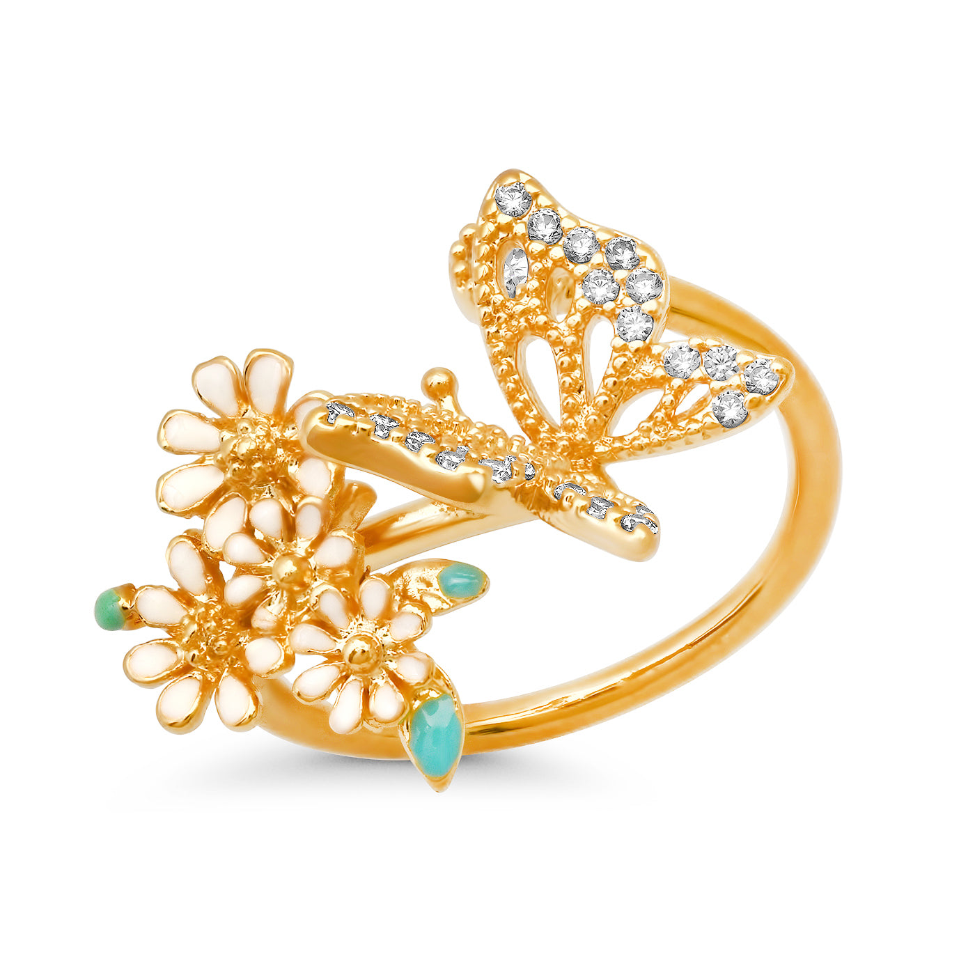 Butterfly and Flowers Ring