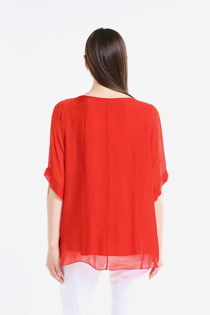 Adriana Silk Double Raw Edge Top (BQ209)
