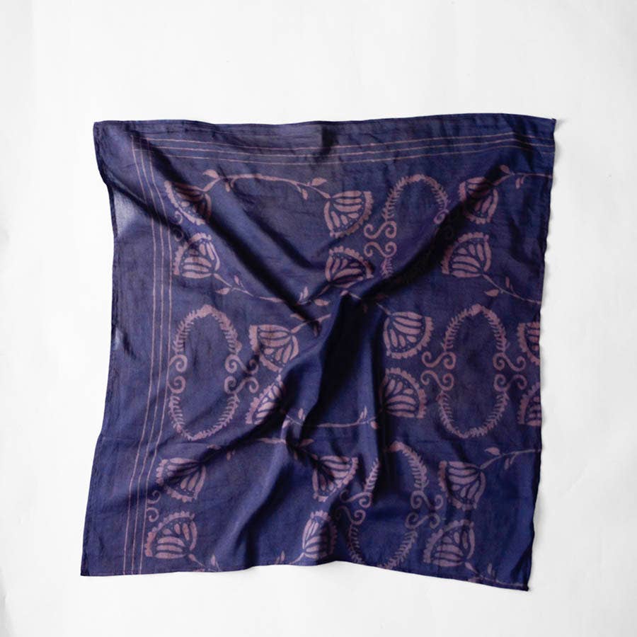 Indigo Floral Cotton Silk Bandana | Danish
