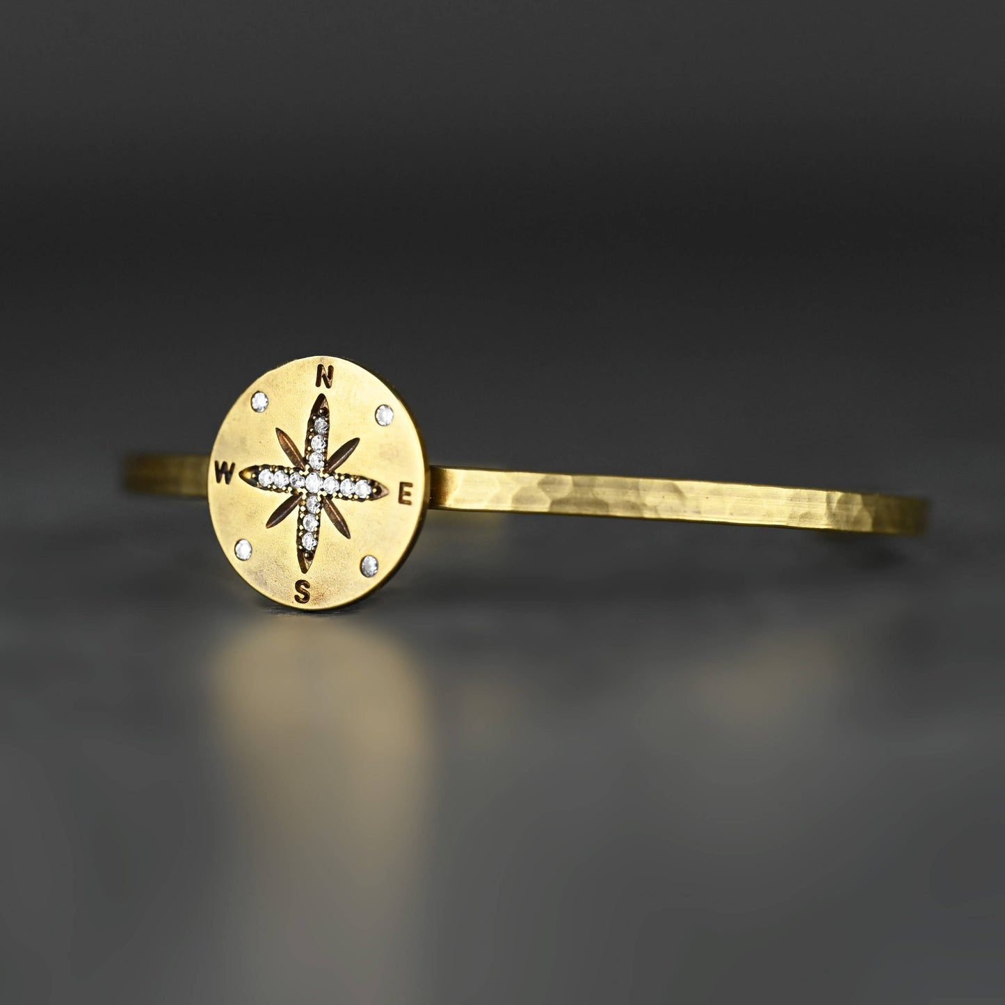 Delicate Brass Cuff w/ Compass and Stones