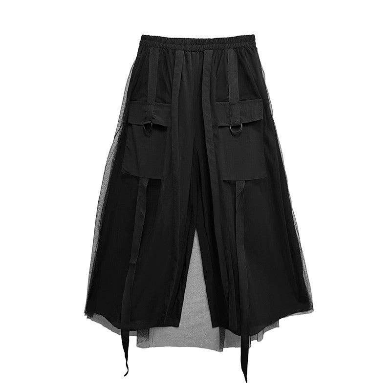 Mesh Pocket Cargo Wide Leg Pants