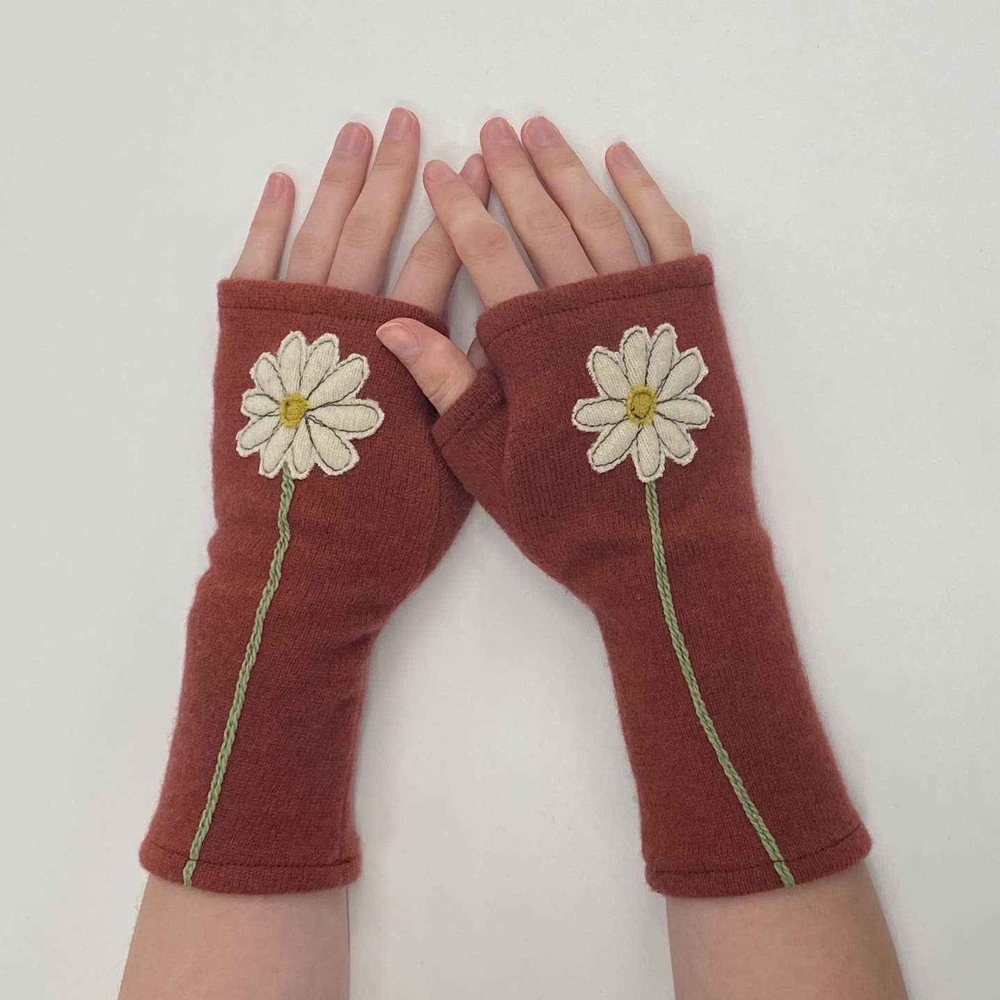 Fingerless Cashmere Gloves-Daisy