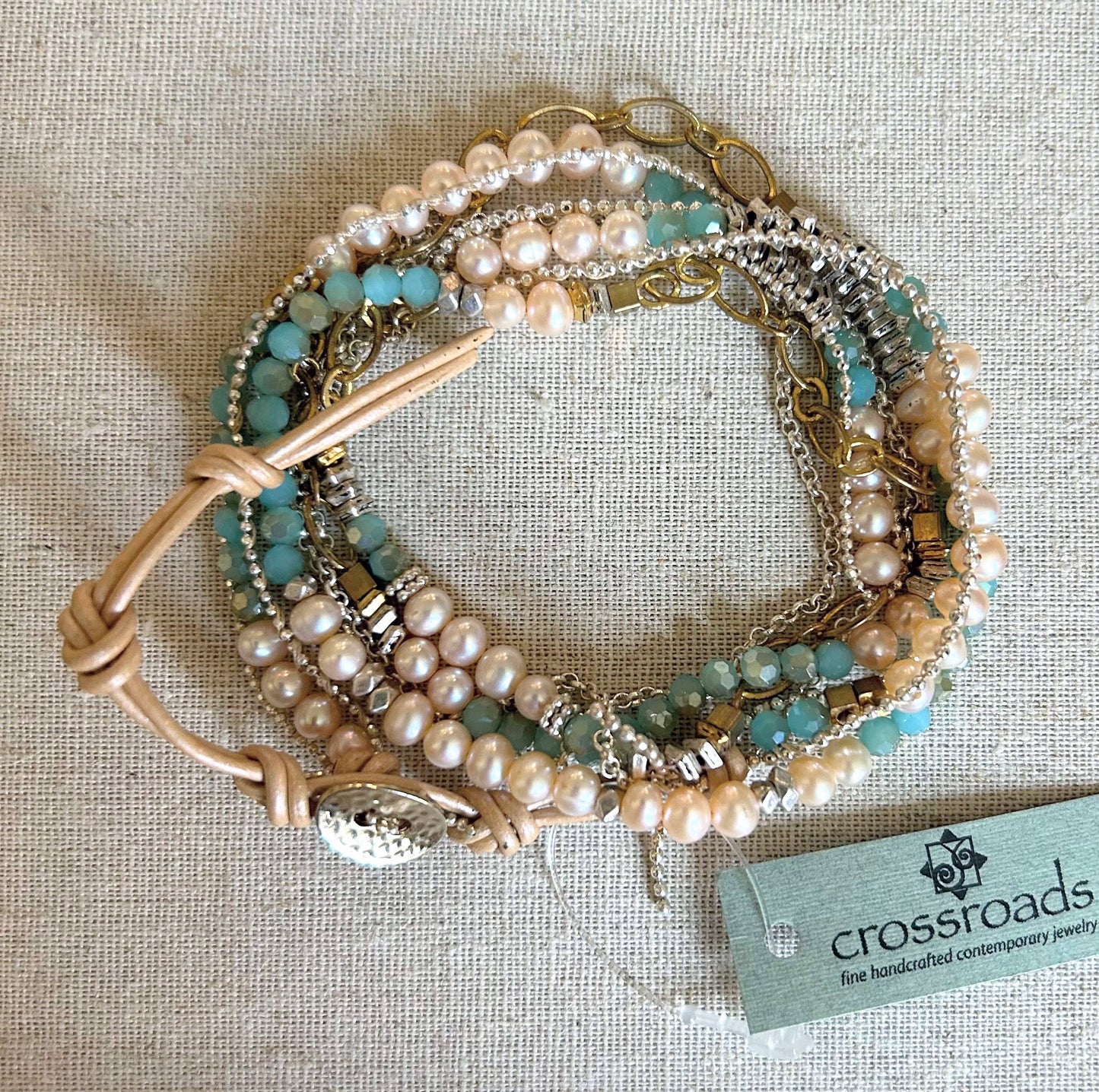 Pearl, Chain, and Crystal Necklace Wrap Bracelet