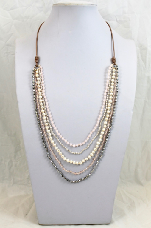 Freshwater Pearl Mix Hand Knotted Long Necklace on Genuine