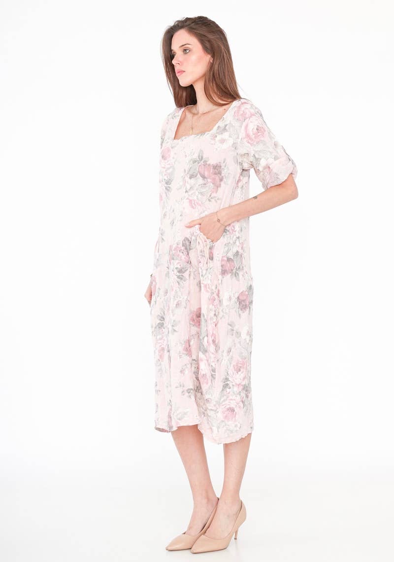 7697 LINEN DRESS, FLORAL SPRING SUMMER CLOTHING