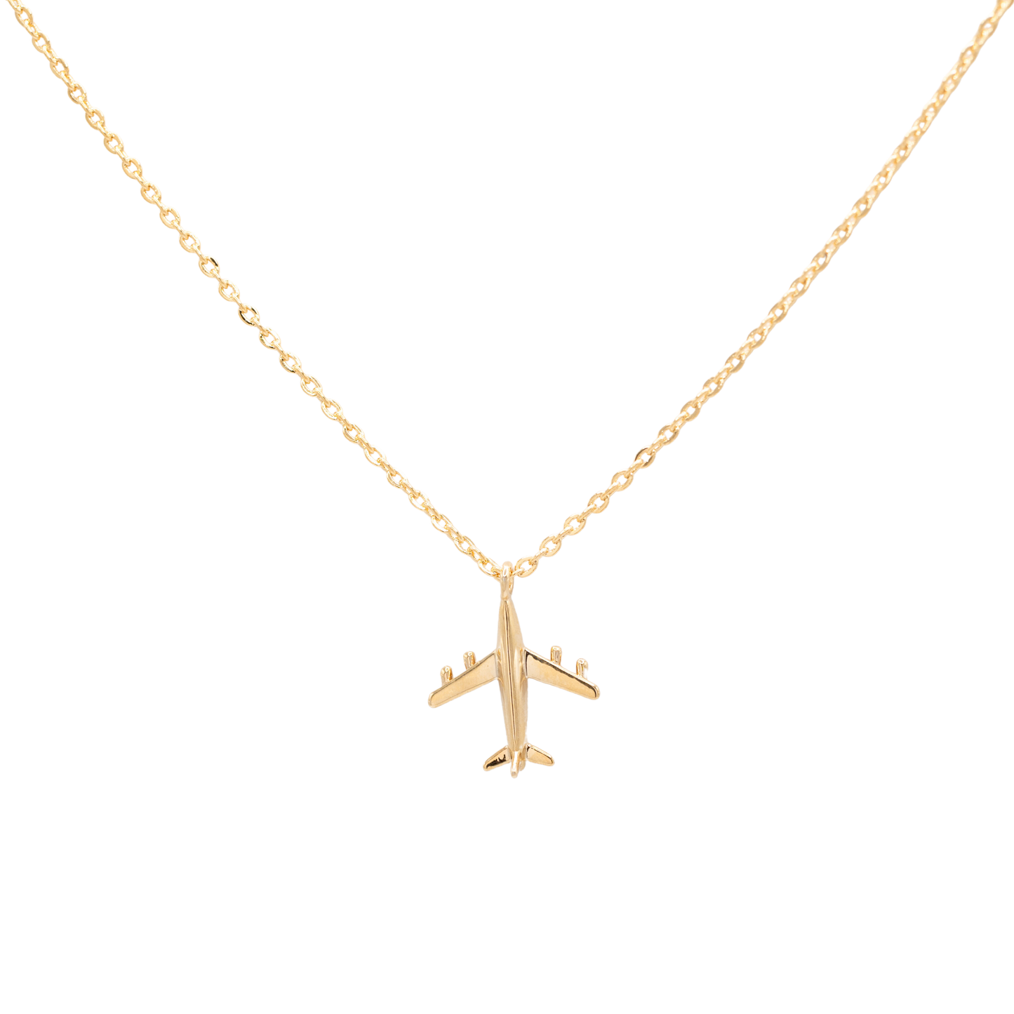 Airplane Charm Pendant Dainty Necklace Gold Silver Plane