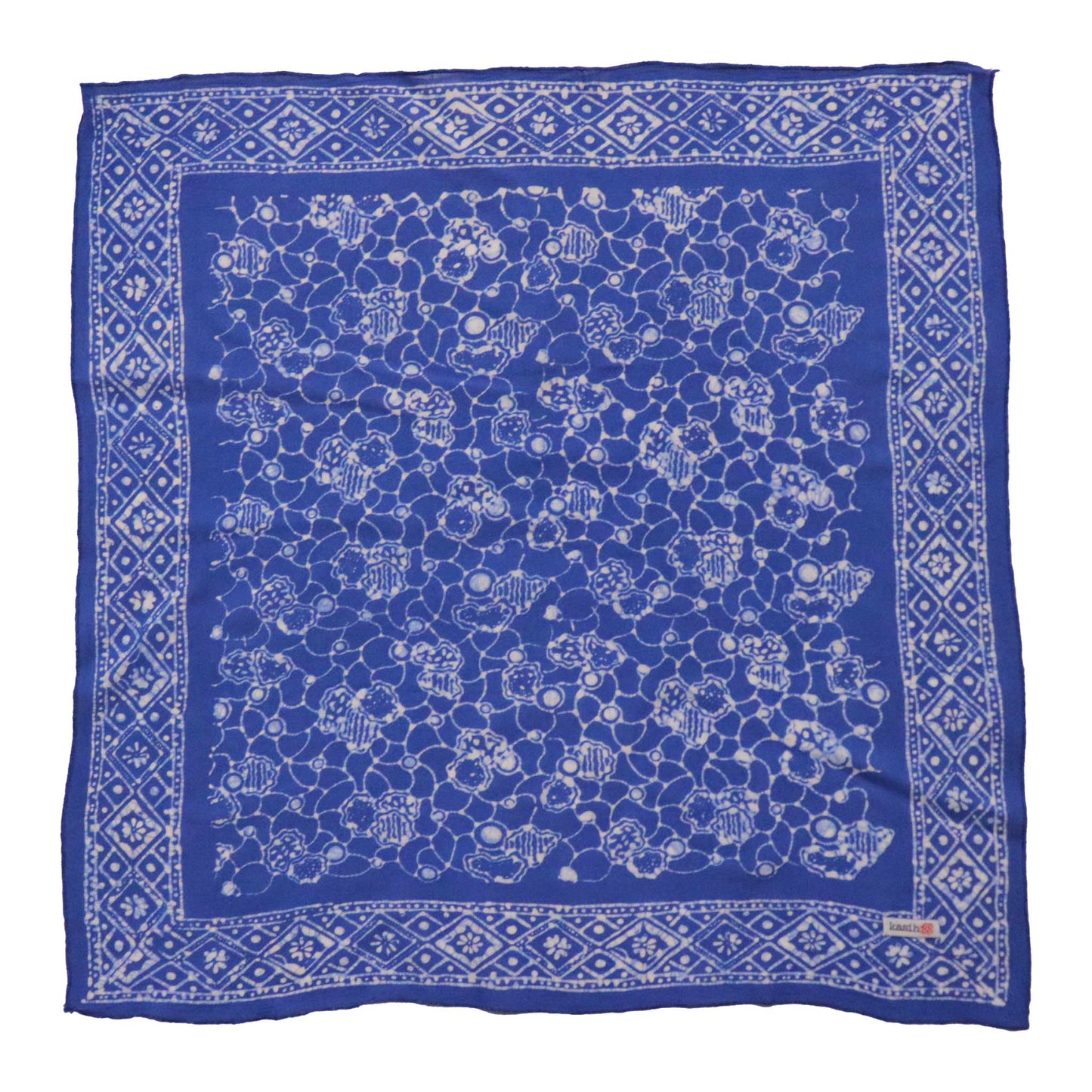 Hand Dyed Batik Bandana, 100% Soft Cotton, Boulder, Blue, Hair Scarf