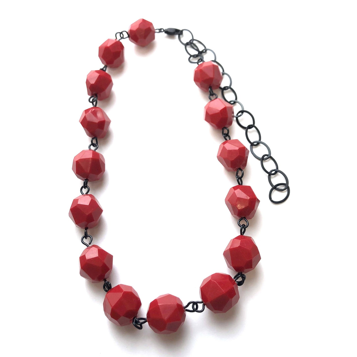 Cherry Red Faceted Bead Amelia Necklace