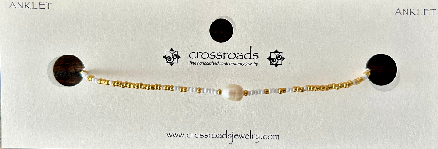 Pearl and Colorful Seed Bead Anklets