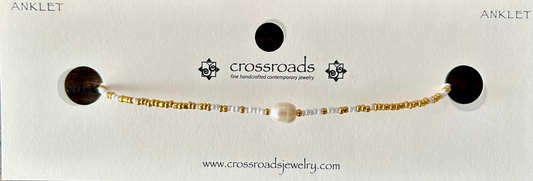Pearl and Colorful Seed Bead Anklets