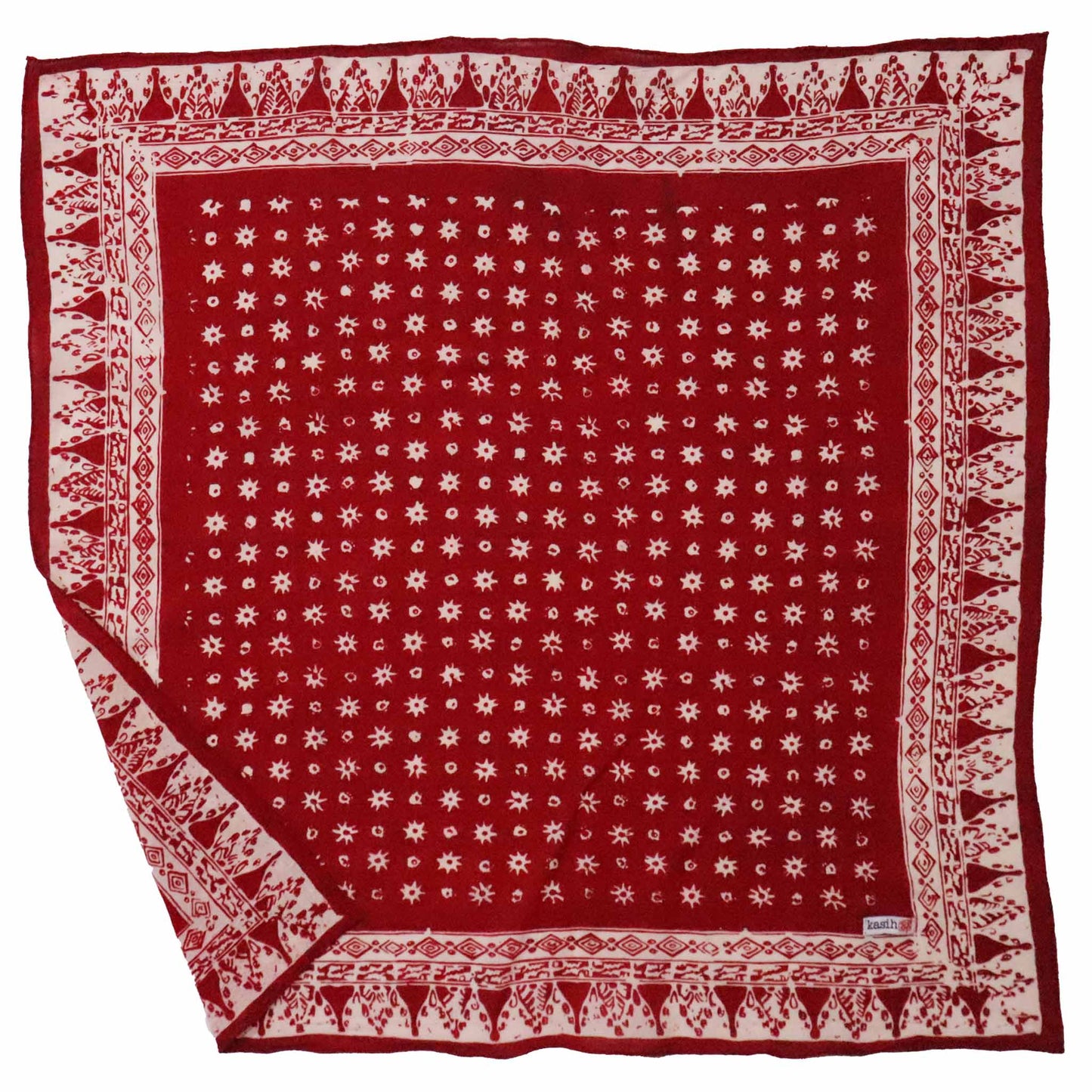 Hand Dyed Batik Bandana, 100% Soft Cotton, Celebrations, Red
