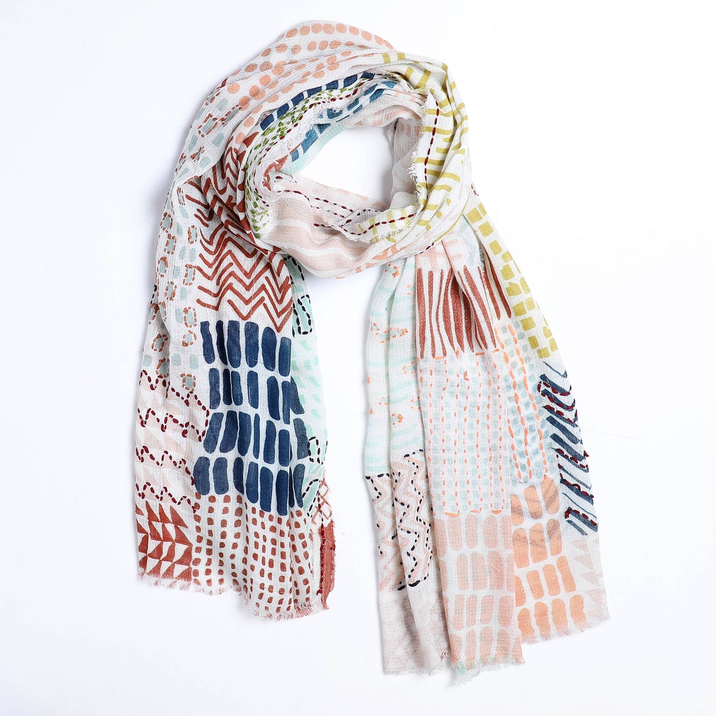 Abstract Embroidered Scarf