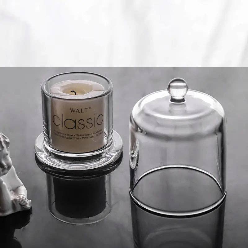 Glass Candle Holder With Glass Cover