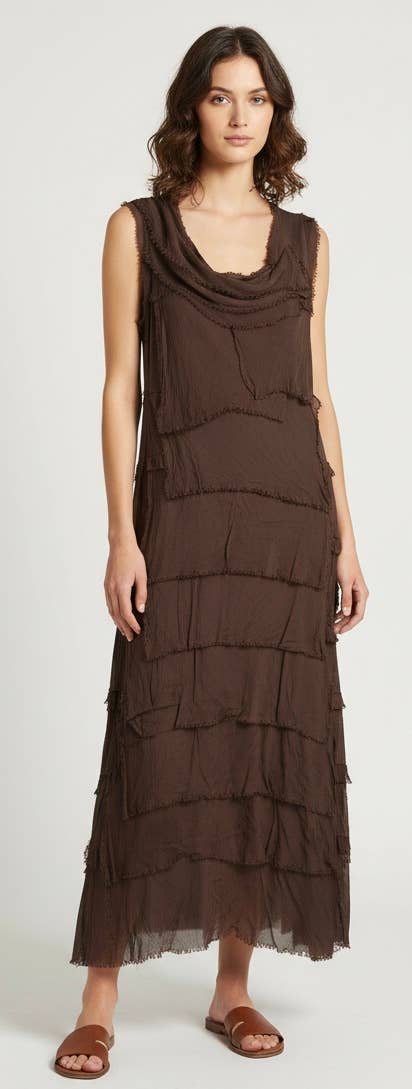 Silk Maxi Ruffle Dress
No Tariffs Will Be Added