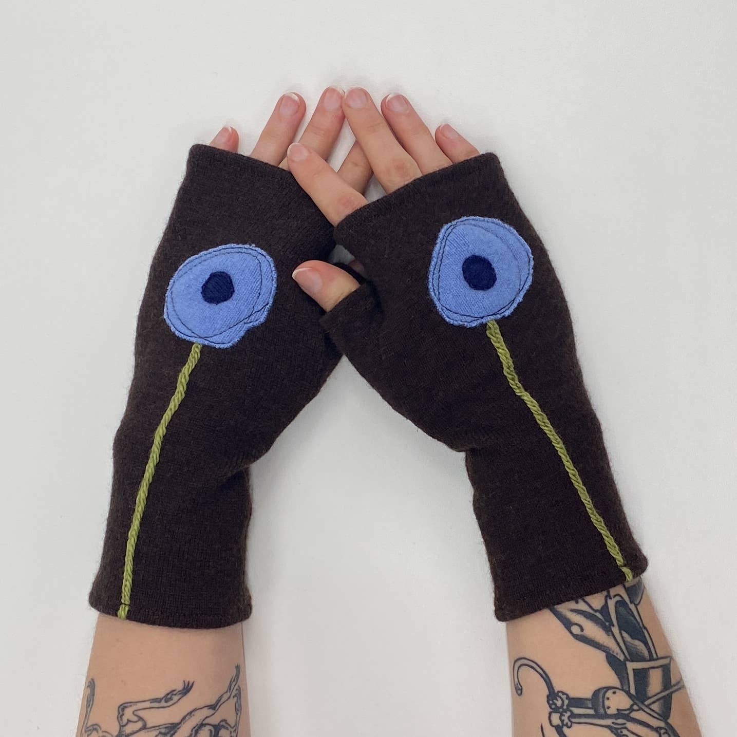 Fingerless Cashmere Gloves-Poppy