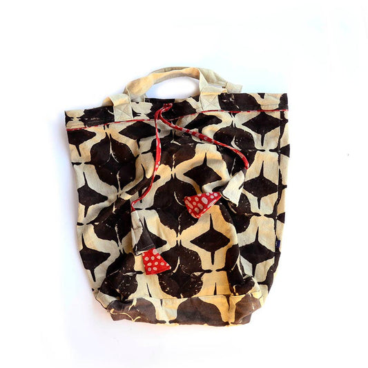 Large Organic Cotton Block Printed Bag - Geo 2.0