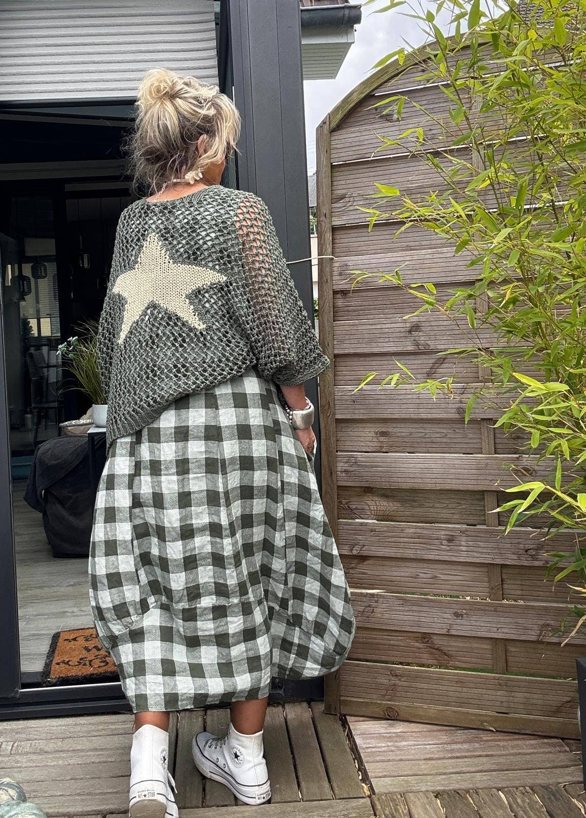 322 LINEN DRESS WITH VICHY CHECKS: CACCIU