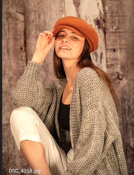 23S-0818 Boiled Wool News Boy Cap