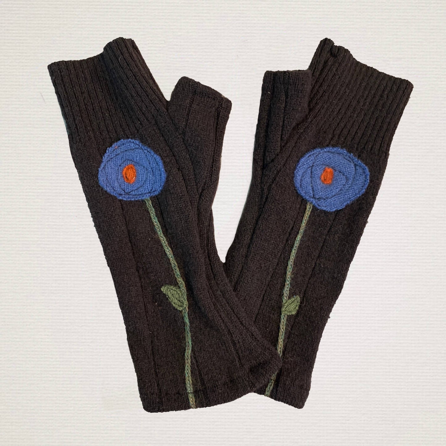 Fingerless Cashmere Gloves-Poppy