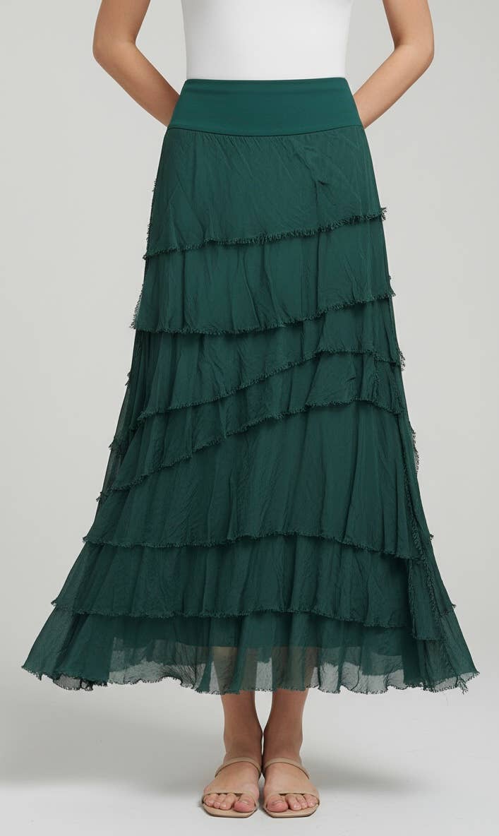 Silk Ruffle Skirt 
No Tariffs Will Be Added