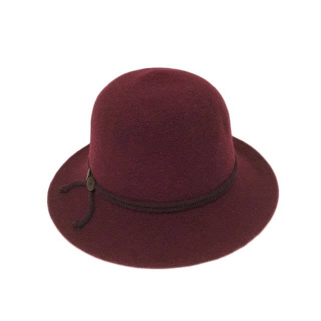 18S-1096 Boiled Wool Brim Hat with Tie And Buttons Accent