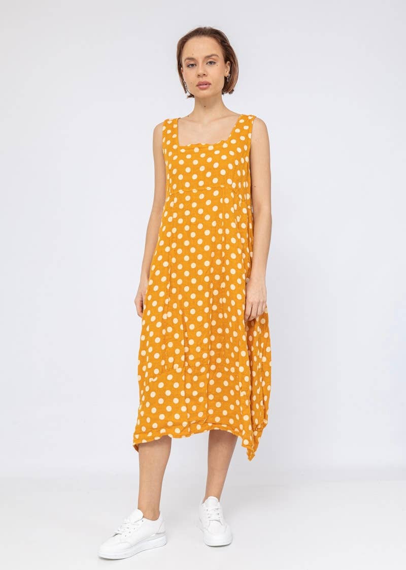 322 POLKA DOT DRESS IN LINEN SPRING SUMMER CLOTHING