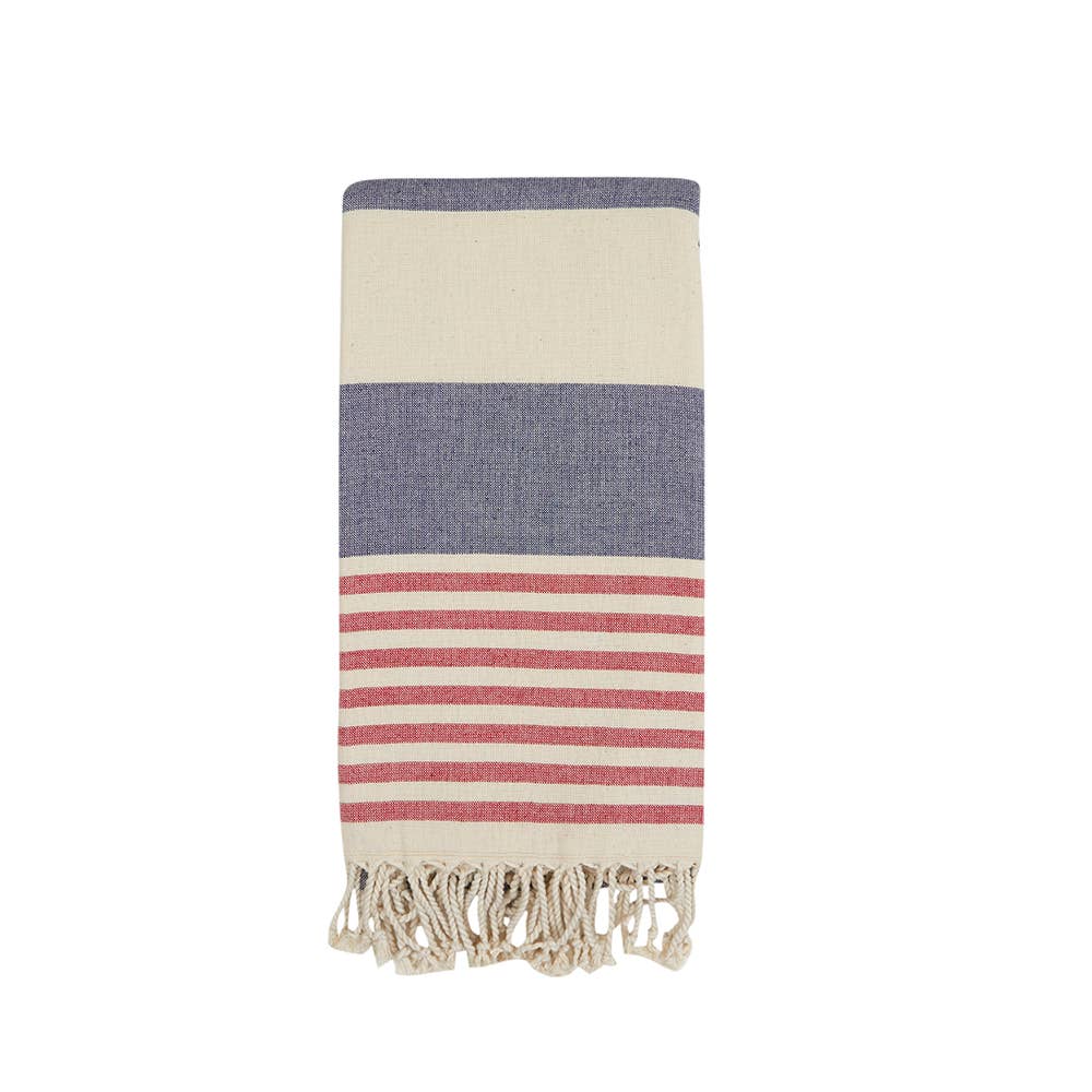 Navy Red Turkish Towels Terryback Beach Bath Patriotic 4july