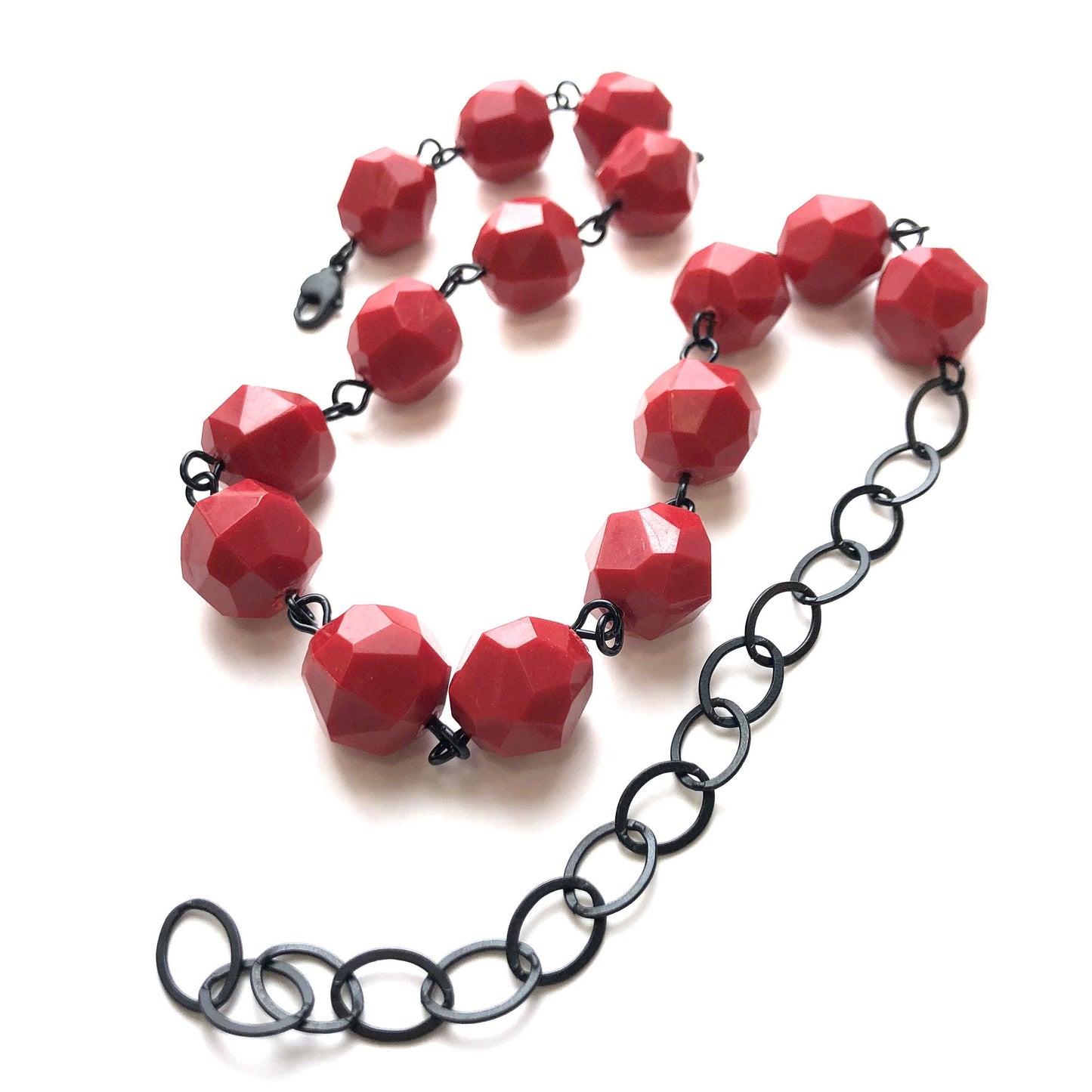 Cherry Red Faceted Bead Amelia Necklace