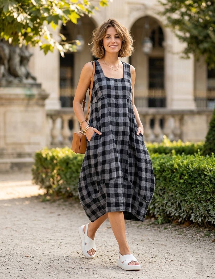 Gingham Linen Dress