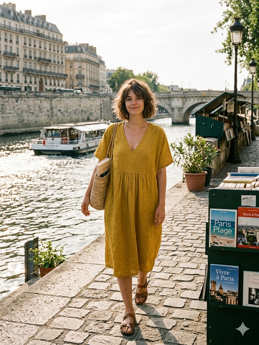 56462 THICK LINEN DRESS