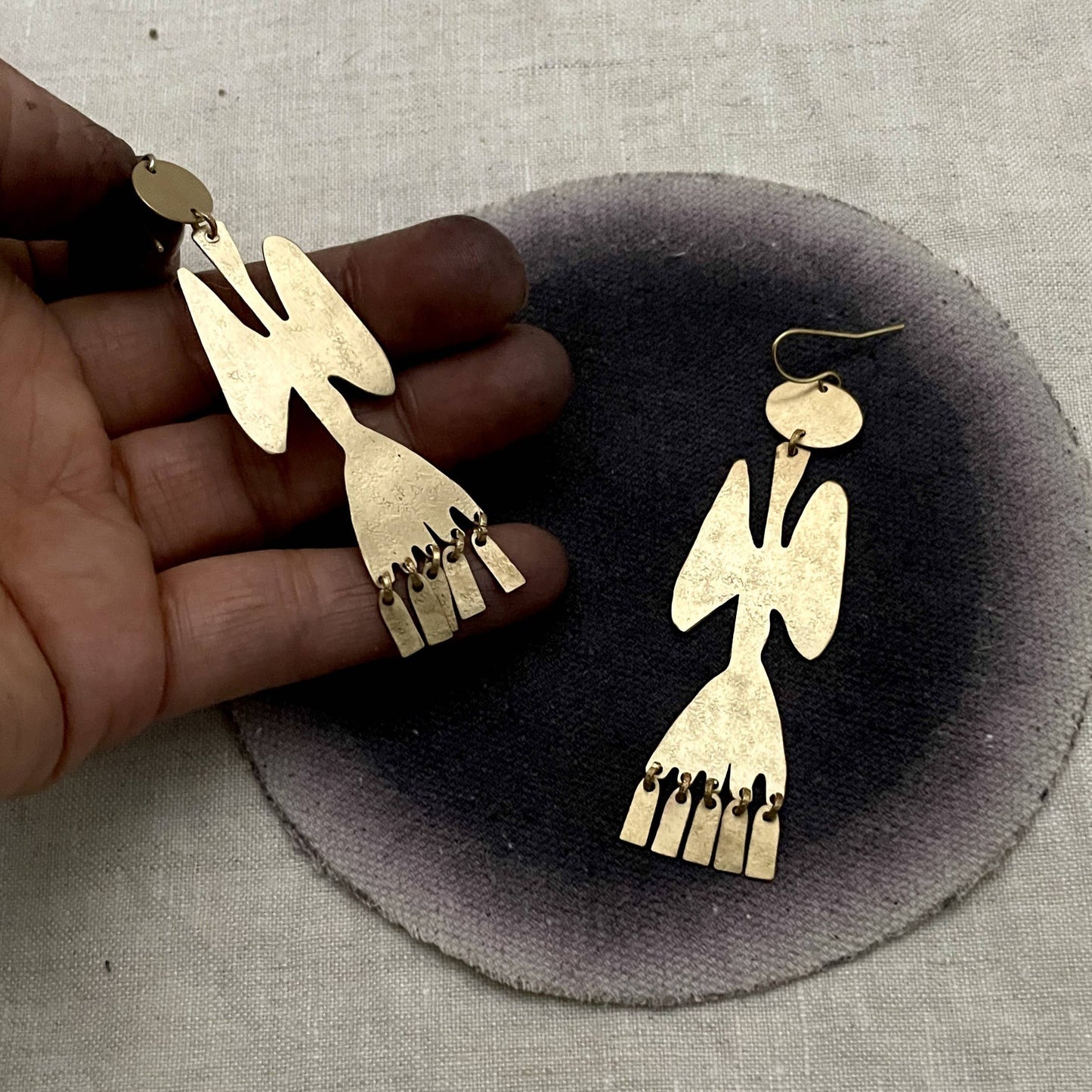 Brass Earrings, Bohemian Contemporary Handmade Jewelry