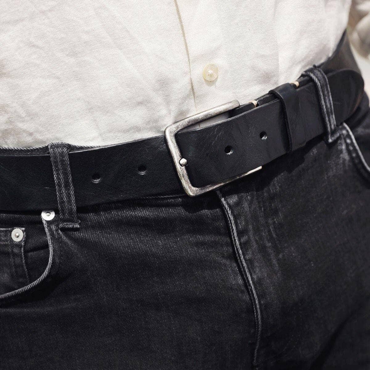Dani | Silver Buckle Classic Casual Rugged Leather Belt