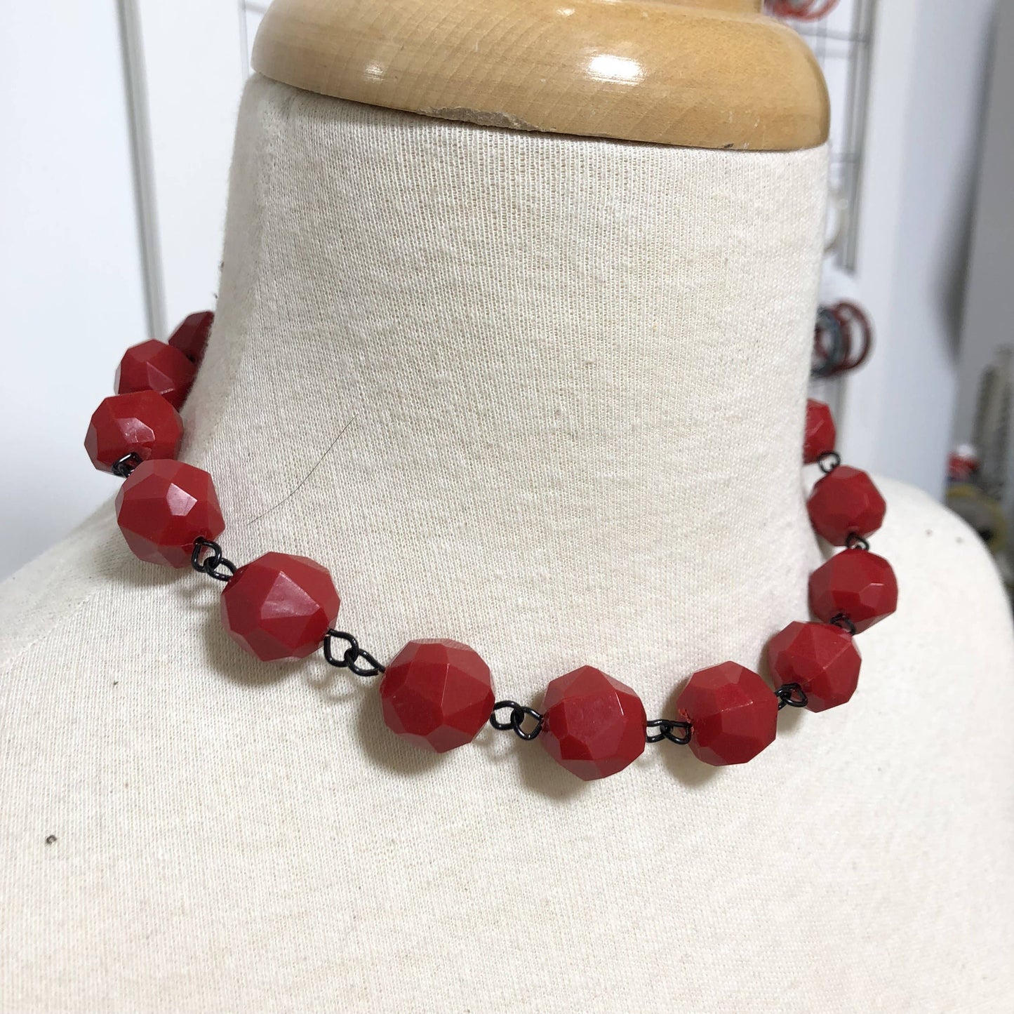 Cherry Red Faceted Bead Amelia Necklace
