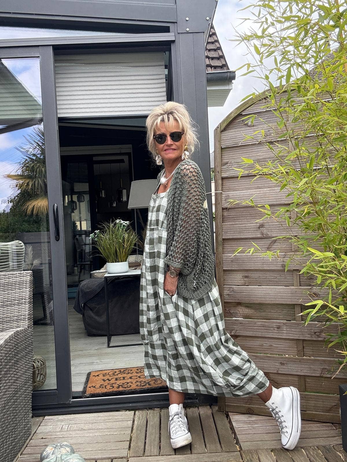322 LINEN DRESS WITH VICHY CHECKS: CACCIU